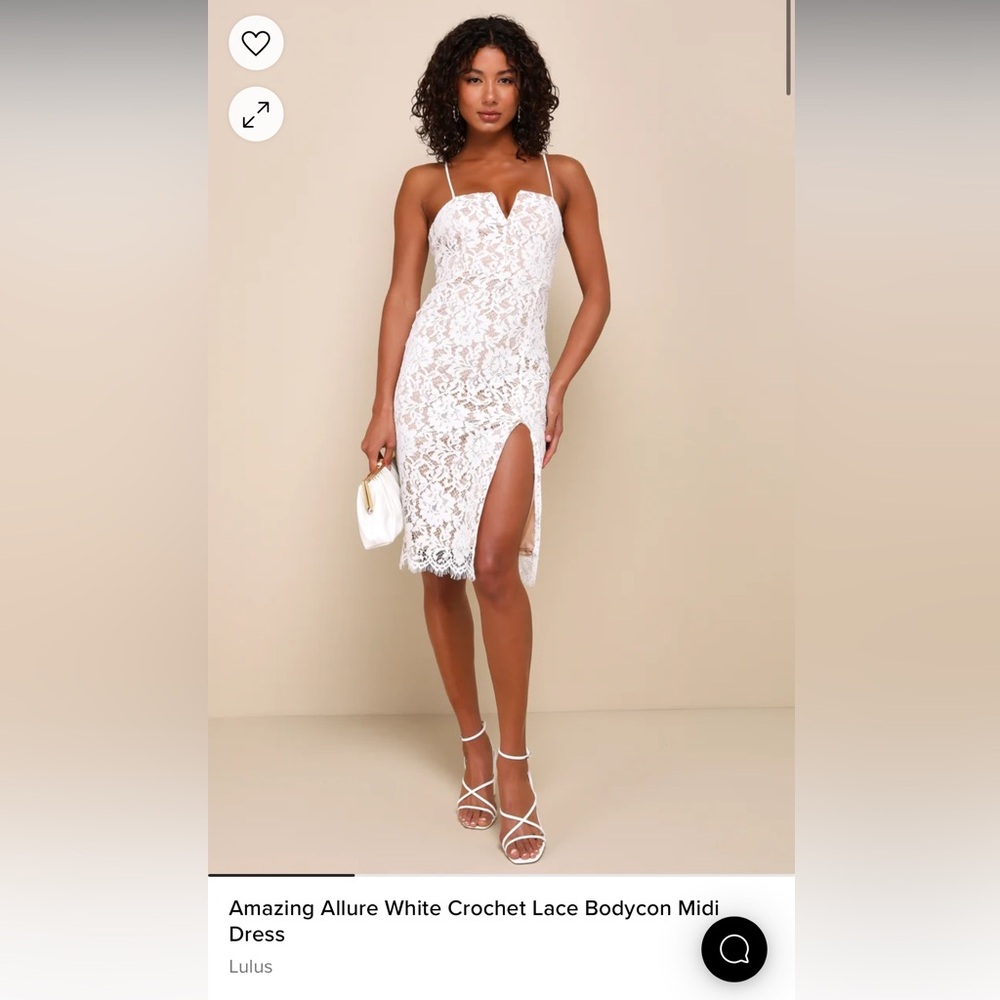 Lulus - Amazing Allure White Crochet Lace Bodycon Midi Dress size Large
